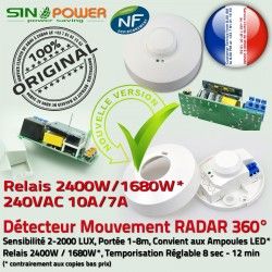 Détecteur LED Micro-Ondes HF Ampoules SINOPower de Mouvement Luminaire Éclairage 360° Automatique Radar Capteur Hyperfréquence Relais