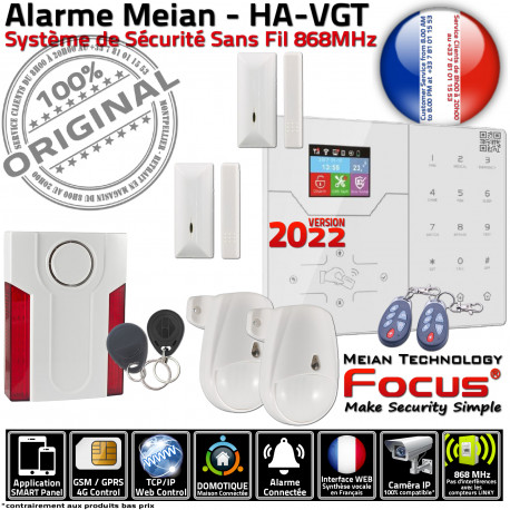 Détection Alarme HA-VGT Bâtiment Télécommande Maison GSM Meian Connectée 2 Capteur pièces Centrale ORIGINAL Protection Appartement Fenêtres