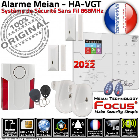 F2 PACK HA-VGT Local Professionnel Connectée Alarme Ethernet Centrale SIM Réseau SmartPhone TCP-IP Appartement GSM Meian FOCUS 868MHz