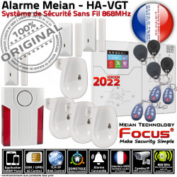 ORIGINAL Sirène Contrôle Connecté HA-VGT GSM Focus Salon Appartement Pièce Alarme Mouvement F4 Logement Détection Chambre Surveillance