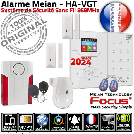 F1 PACK ST-VGT Local Connecté Appartement Ethernet TCP-IP 868MHz Alarme Sécurité Surveillance Meian Système GSM FOCUS