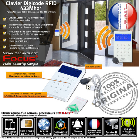 PB503-R Signal Détresse SOS Chambre Clavier Salon Déporté MHz Domotique Désactivation Lecteur Avertissement 433 Fenêtre Tactile Digicode Activation Pièce