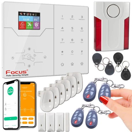 Maison E PACK FOCUS ST-VGT Connectée étage Fenêtres Portes Cave Centrale Télécommande Infrarouge Protection à Présence Meian Capteur Grange Alarme