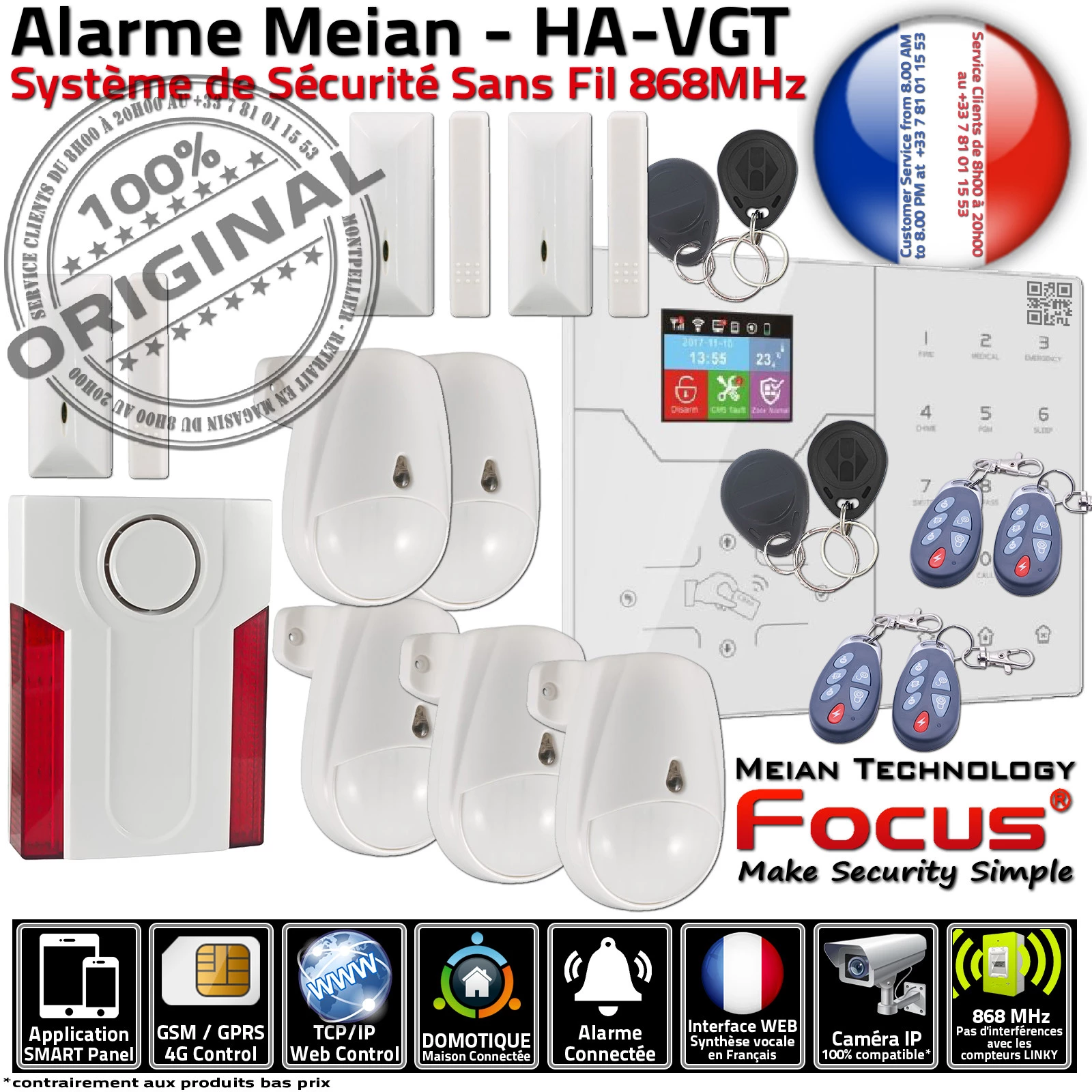 HA-VGT Alarme Meian FOCUS pour Maison 5 pièces